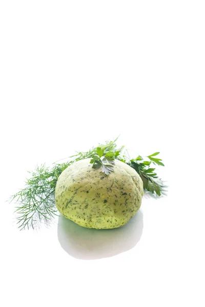 Green dough with dill and parsley — Stock Photo, Image