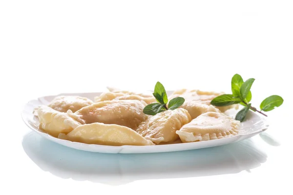 Söt kokt dumplings med keso — Stockfoto