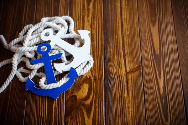 Wooden decorative anchor — Stock Photo, Image