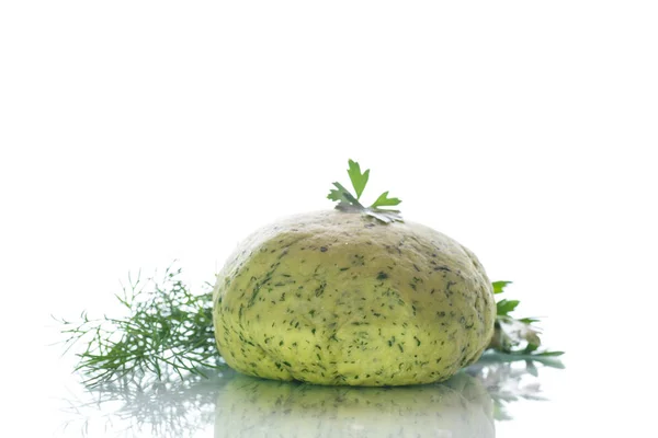Зелене тісто з кропом і петрушкою — стокове фото