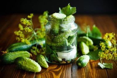 otlar ve baharatlar ile salatalık turşusu