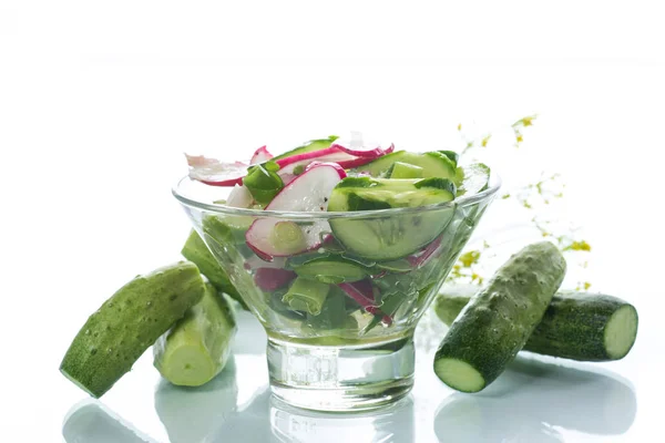 Fresh salad with cucumber and radish — Stock Photo, Image