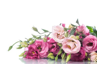 Güzel buket pembe lisianthus çiçek