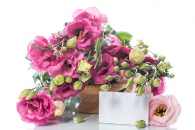Güzel buket pembe lisianthus çiçek