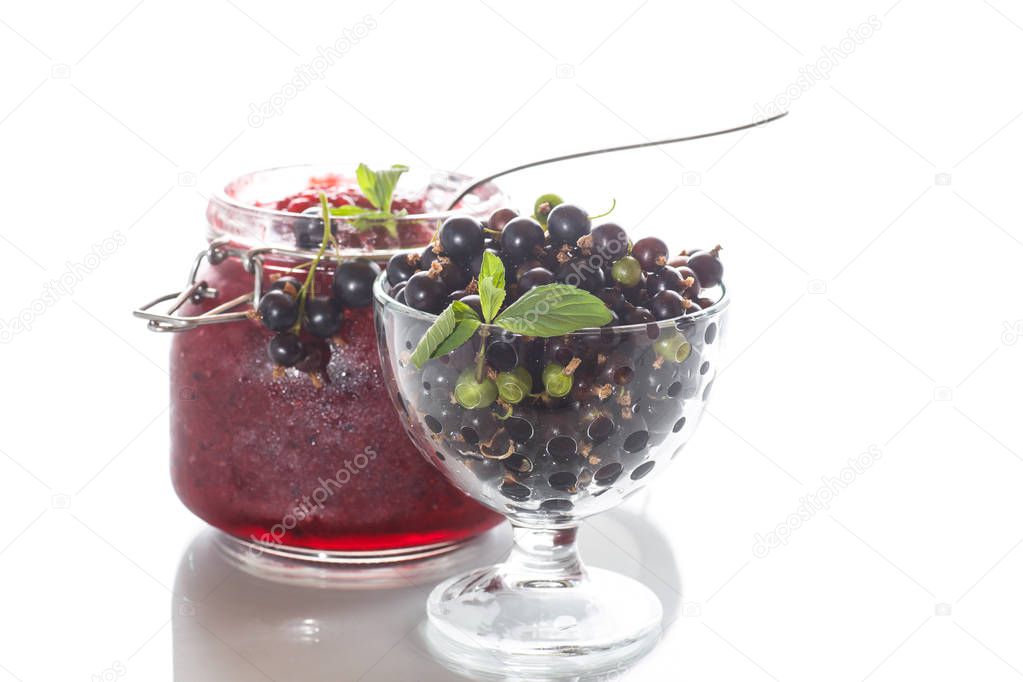 Berry ripe black currant with jam