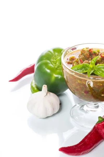 La salsa aguda adzhika de los tipos distintos de la pimienta — Foto de Stock
