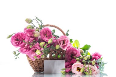 Güzel buket pembe lisianthus çiçek