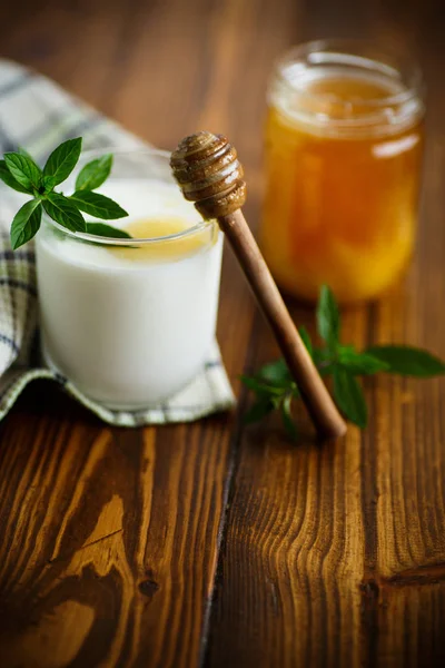 Yogurt casero dulce con miel — Foto de Stock