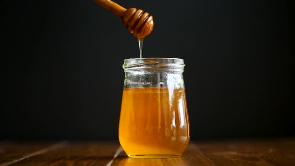 Μέλι ραβδί, κουτάλα. — Αρχείο Βίντεο
