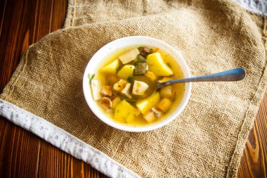 Orman mantar ile taze sebze çorbası