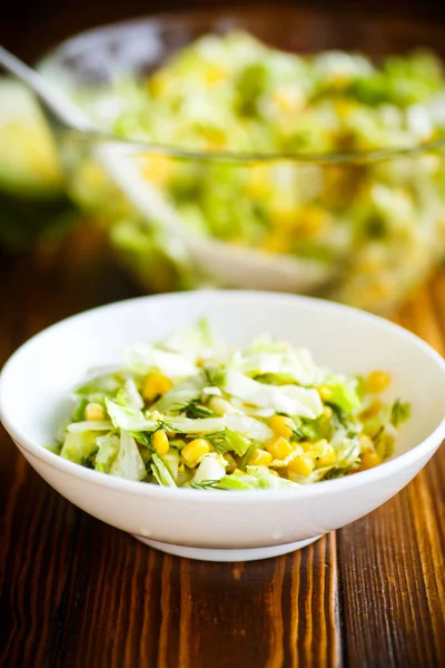 Ensalada fresca de repollo joven con maíz dulce — Foto de Stock