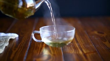 bir cam çaydanlık sıcak çay