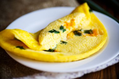 yeşil soğan ile tavuk yumurtadan omlet