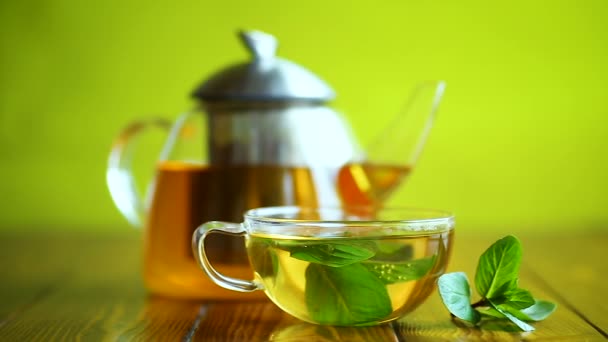 horký zelený čaj s čerstvou mátou
