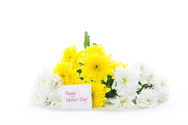 Kytice Žluté Bílé Chryzantémy Izolované Bílém Pozadí — Stock fotografie