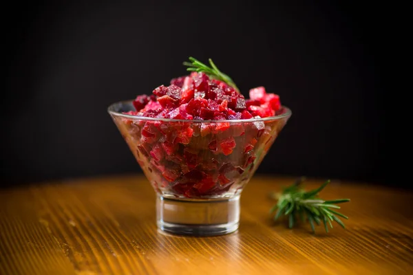 Cold Salad Boiled Vegetables Salad Wooden Table — Stock Photo, Image