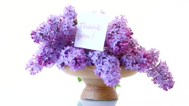 Bouquet Belles Fleurs Printanières Lilas Isolé Sur Fond Blanc — Video