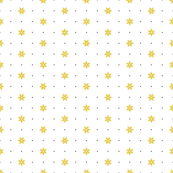 New Seamless Pattern New Year Background Golden Yellow Snowflakes White — Stock Photo, Image
