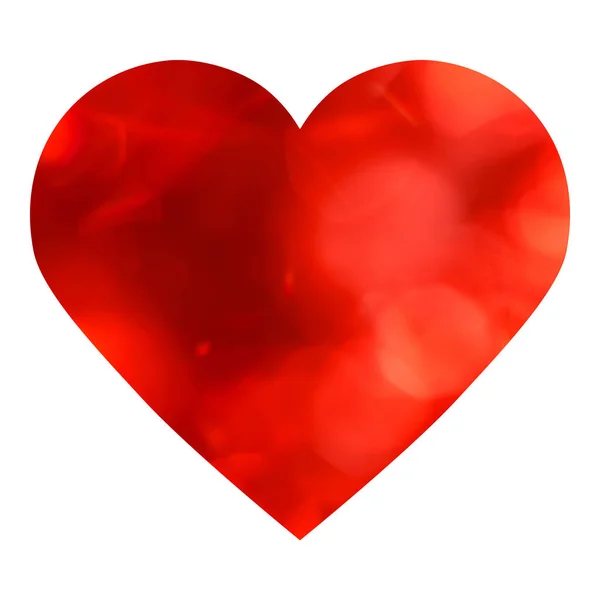 Coeur Rouge Avec Bokeh Isolé Sur Fond Blanc Symbole Amour — Photo