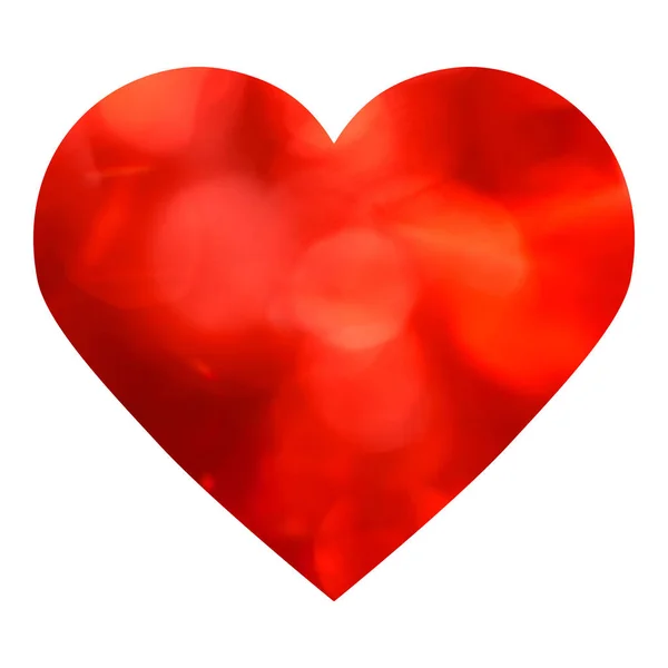 Rotes Herz Mit Bokeh Auf Weißem Hintergrund Symbol Der Liebe — Stockfoto