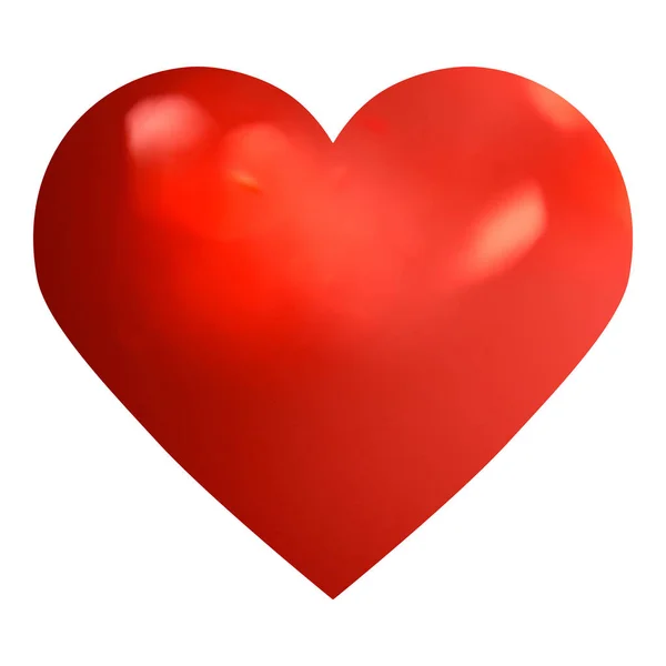 Coração Vermelho Com Bokeh Isolado Fundo Branco Símbolo Amor Cartão — Fotografia de Stock