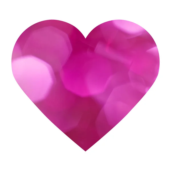 Rózsaszín Szív Bokeh Elszigetelt Fehér Háttérrel Szerelem Szimbóluma Kártya Szív — Stock Fotó