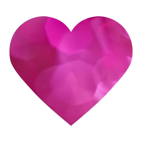 Růžové Srdce Bokeh Izolované Bílém Pozadí Symbol Lásky Kartička Psaní — Stock fotografie