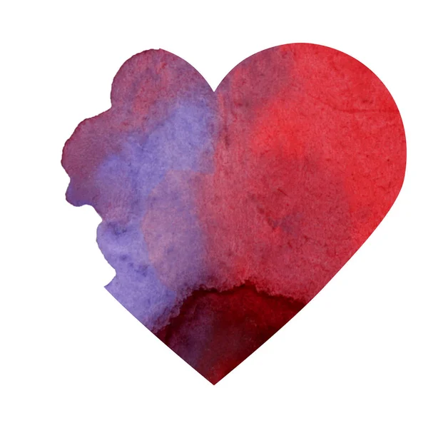 Красный Акварель Сердце Брызги Изолированы Белом Фоне Символ Любви Handmade — стоковое фото