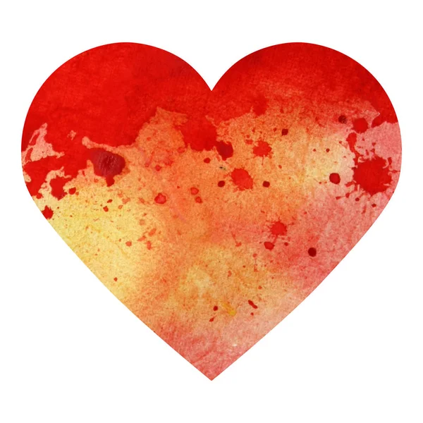 红水色心脏 水花在白色背景上隔离 爱的象征 手工制作 — 图库照片