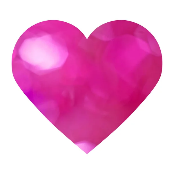 Roze Hart Met Bokeh Geïsoleerd Een Witte Achtergrond Symbool Van — Stockfoto