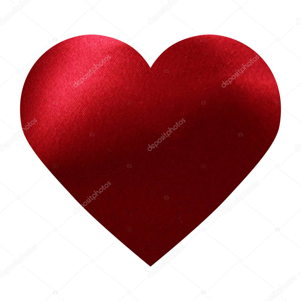 Silk satin red heart isolated on a white background.symbol of love. card in the form of a heart.