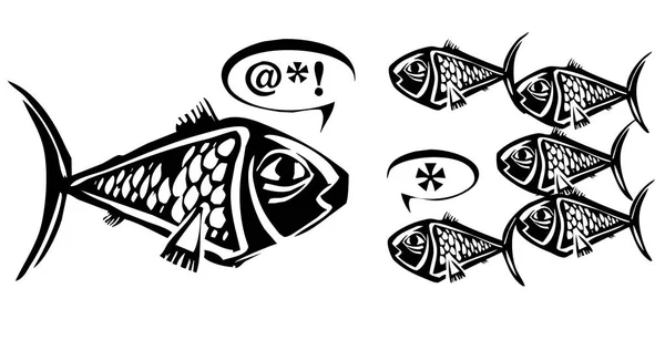 Escuela de peces discusión — Vector de stock