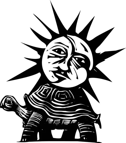 Tortue Portant le soleil — Image vectorielle