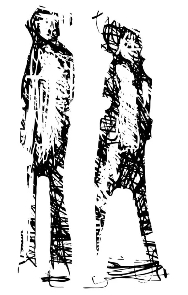 Couple expressionniste Marche — Image vectorielle