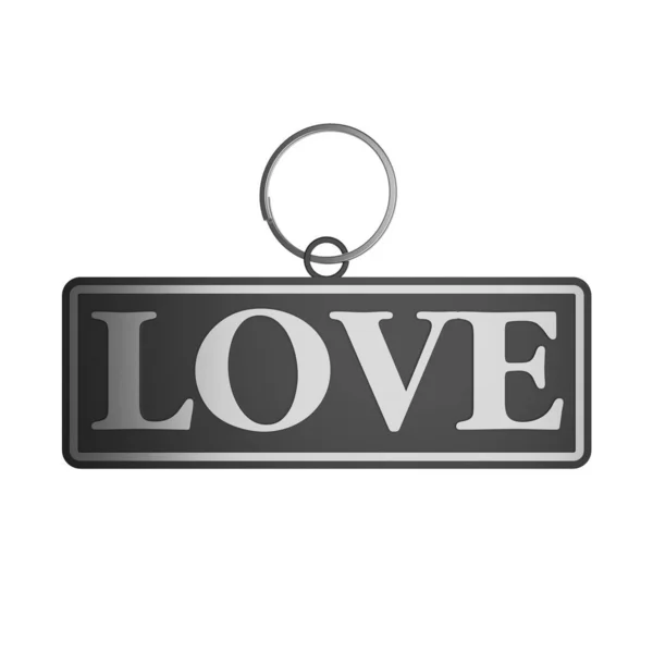 Sign Word Love Key Chain Silver Ring Render Illustration Isolated — Stock Photo, Image