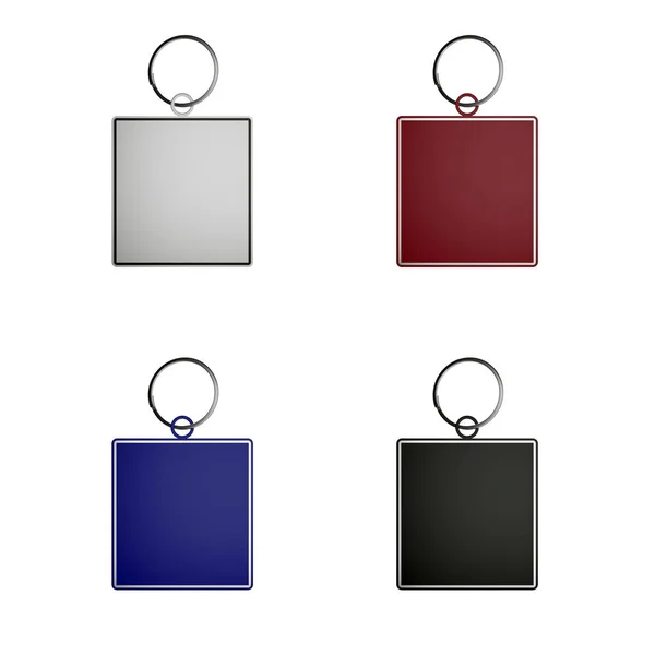 Set Silver Red Blue Black Blank Key Chain Silver Ring — 스톡 사진