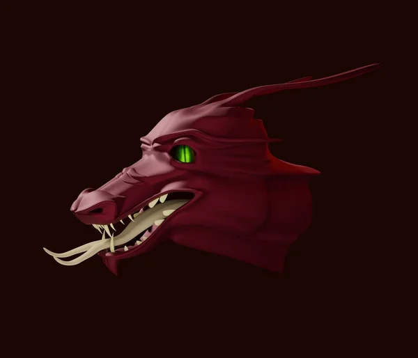 3d render, 3d illustration of red dragon head, mith hero