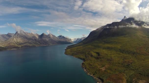Залив в Гренландии вид с вертолета — стоковое видео