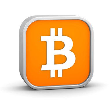 Beyaz bir arka plan üzerinde Bitcoin işareti