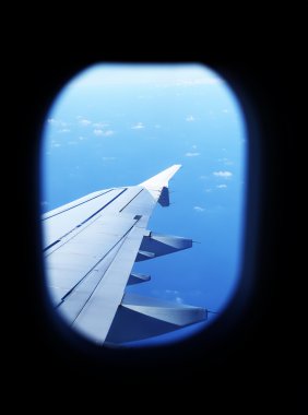 wing from airplane window  clipart