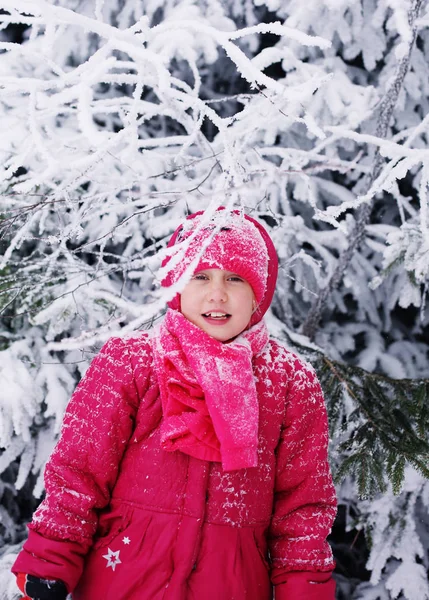 Зимовий Портрет Чарівної Річної Дівчини Відкритому Повітрі — стокове фото