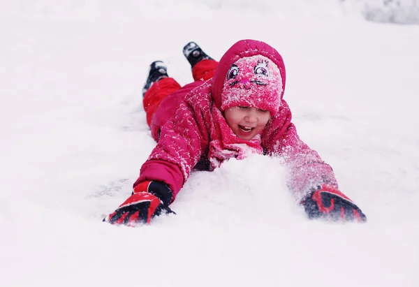 Ritratto Invernale Adorabile Bambina Anni All Aperto — Foto Stock
