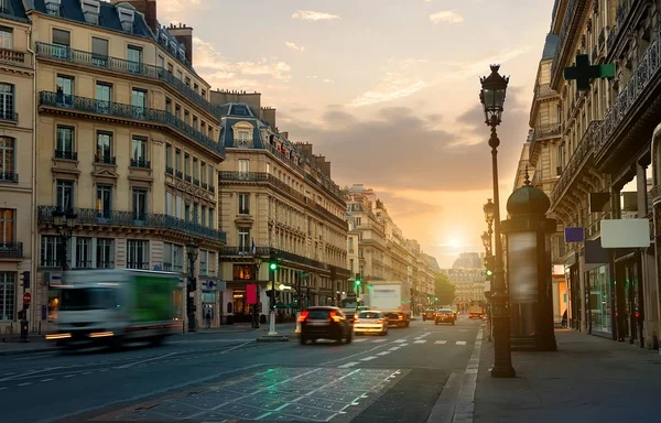 Párizsban széles utca — Stock Fotó