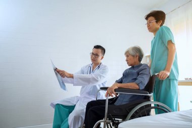 Doktor Röntgen incelenmesi ve bir se ile tartışırken ofiste