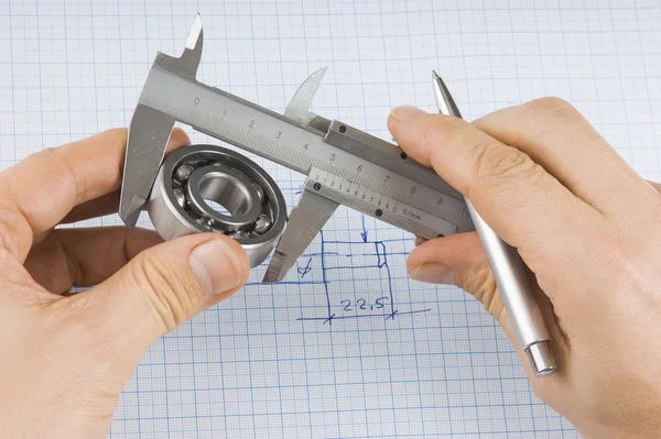 Calibres, rolamentos e quadrados — Fotografia de Stock