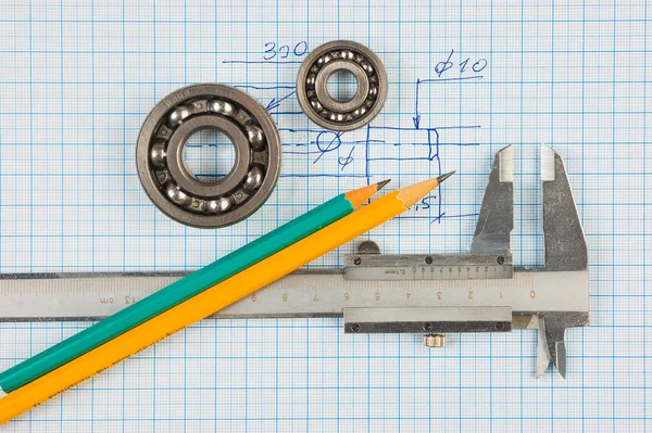 Foto de Calipers e rolamento — Fotografia de Stock