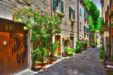  tuscan bir küçük il kasaba sokağa İtalyanca