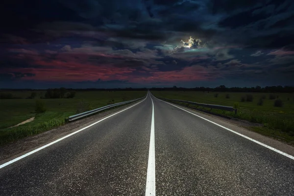 Highway Field Sunny Summer Day — Stock Photo, Image