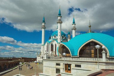 Rusya, Kazan, Kazan Kremlin mavi kubbeler ile 13 Ağustos 2017.Muslim Camii