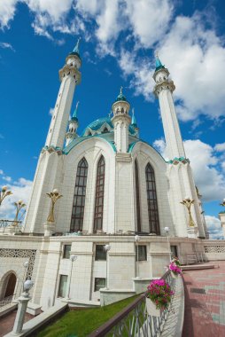 Rusya, Kazan, Kazan Kremlin mavi kubbeler ile 13 Ağustos 2017.Muslim Camii